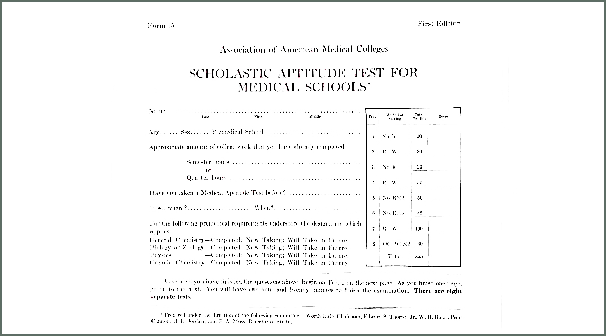 MCAT form in 1947