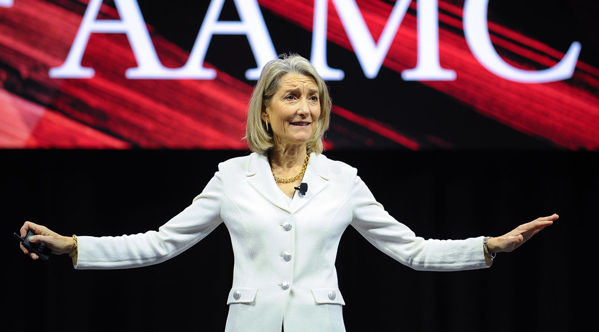 Author Amy Edmondson delivers her speech at at Learn Serve Lead 2019: The AAMC Annual Meeting.