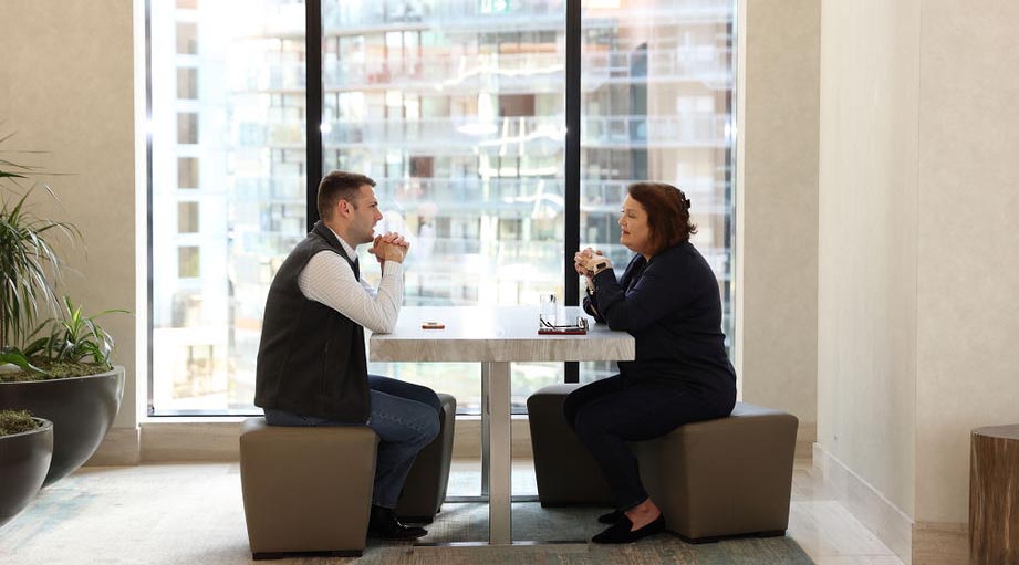 Two people having a discussion.