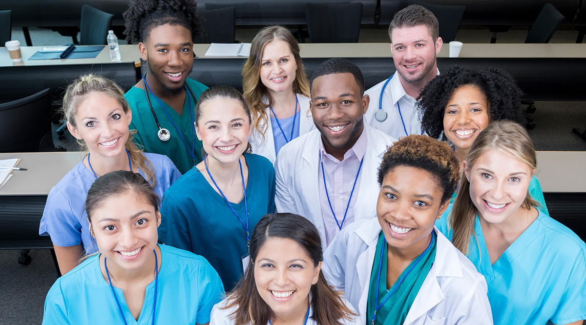 Group of smiling medical students