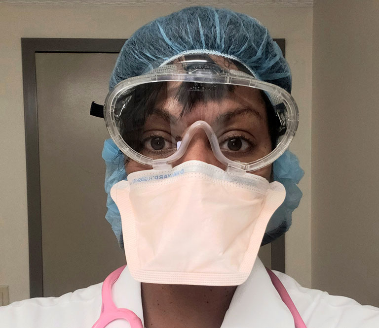 Coronavirus_Front_Lines_Terry Protective equipment is awkward and uncomfortable, but she’s thrilled to have it, says Aisha Terry, MD, an emergency medicine physician at George Washington University Hospital