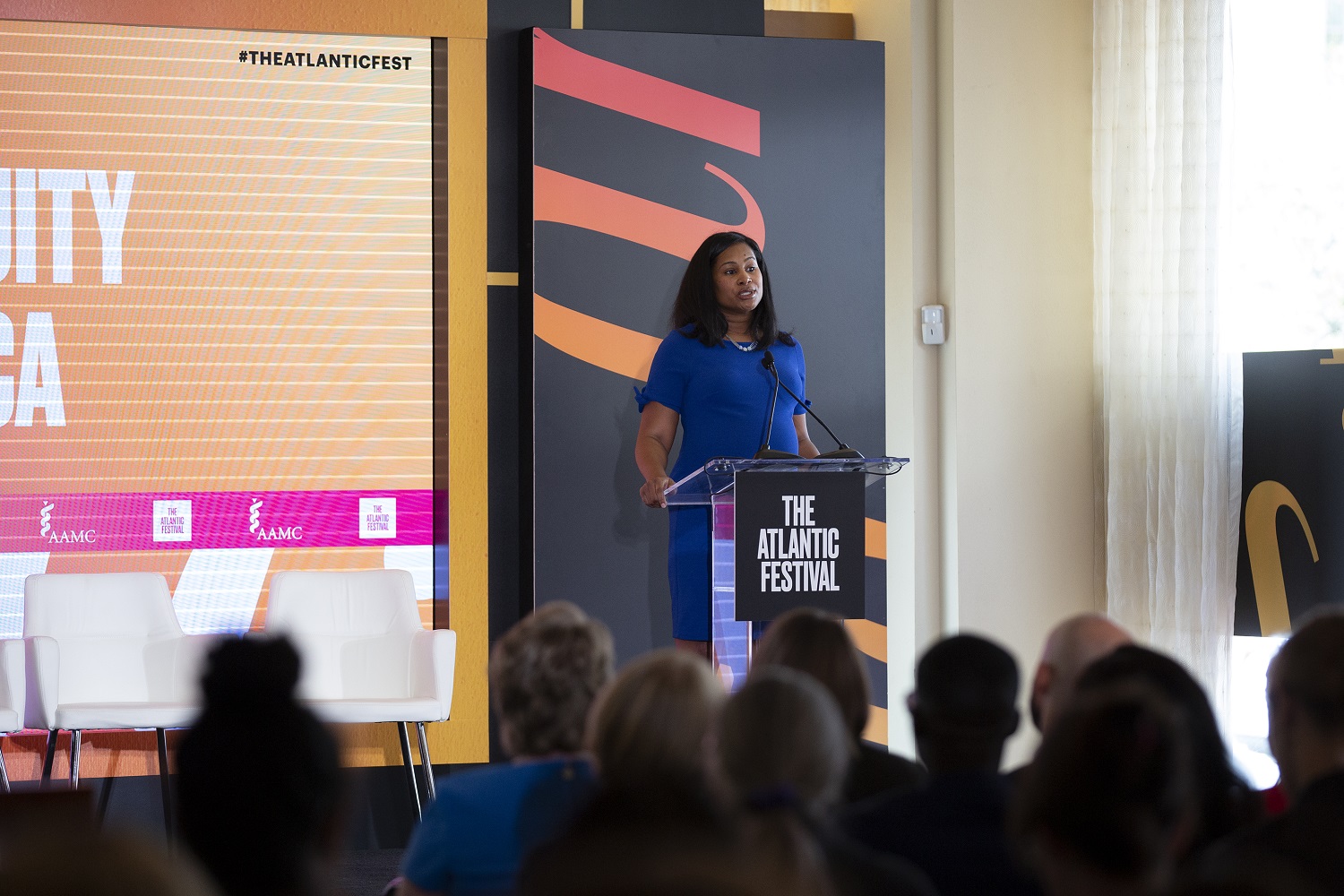 Malika Fair speaks at Atlantic Festival 2019.