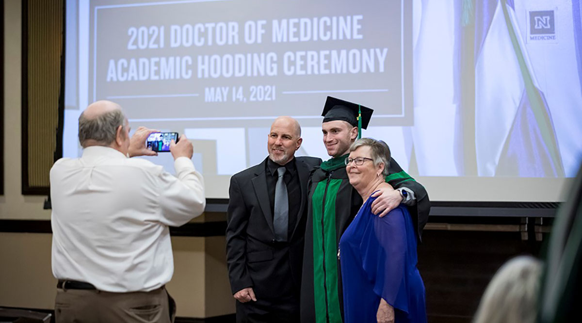 A graduate of the University of Nevada, Reno School of Medicine during the school’s hooding ceremony.