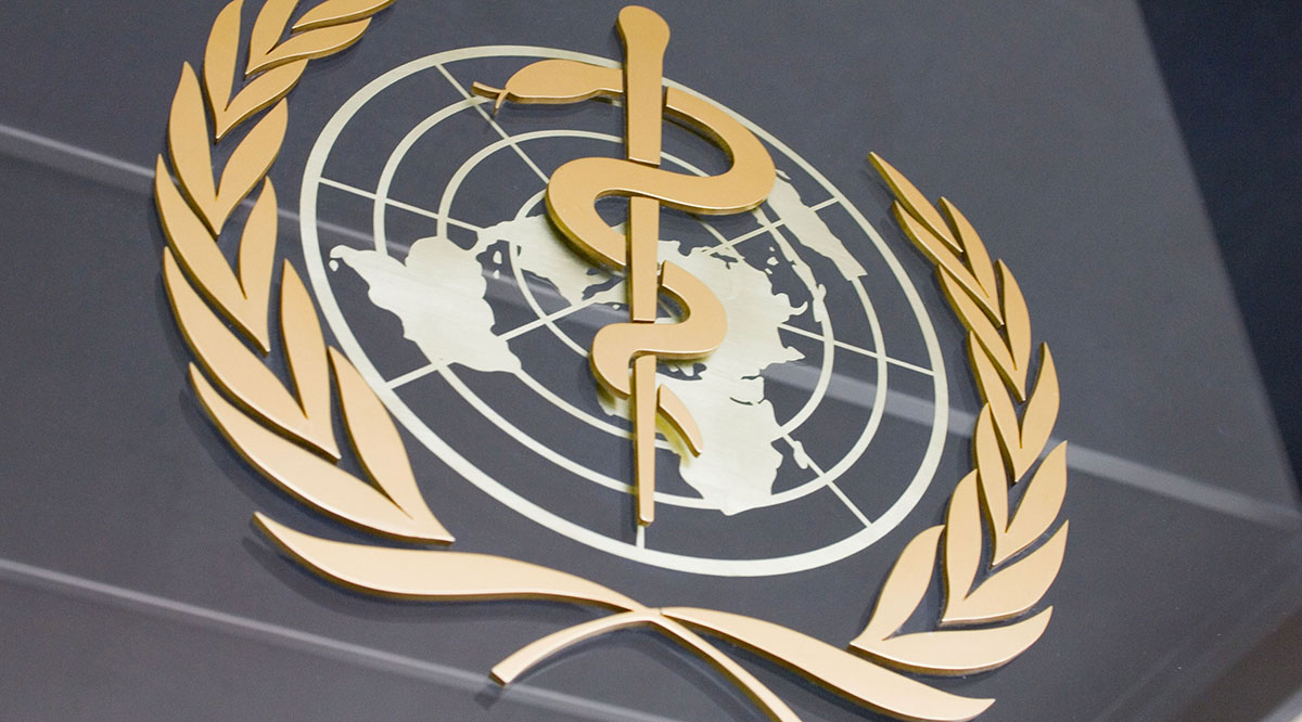 The World Health Organization (WHO) emblem is displayed on its headquarters building in Geneva, Switzerland. The WHO has been collecting information on individual countries’ responses to the COVID-19 pandemic since spring 2020.