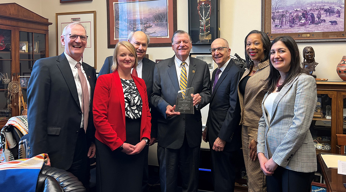 (L-R): Richard P. Lofgren, MD, MPH, FACP, Erica Froyd, Gary E. Raskob, PhD, Rep. Tom Cole (R-Okla.), David J. Skorton, MD, Danielle Turnipseed, JD, MHSA, MPP, Tannaz Rasouli.