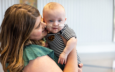 Nash Keen with his mother