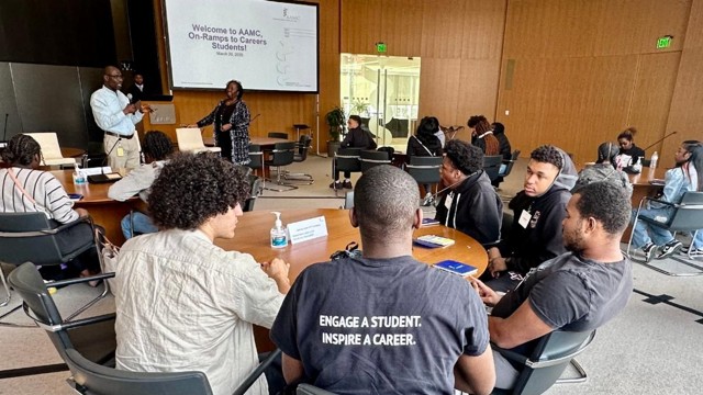 The AAMC hosts students from the McKinley Technology High School IT Academy for a lunch and learn with IT staff to learn about their education and career journey.