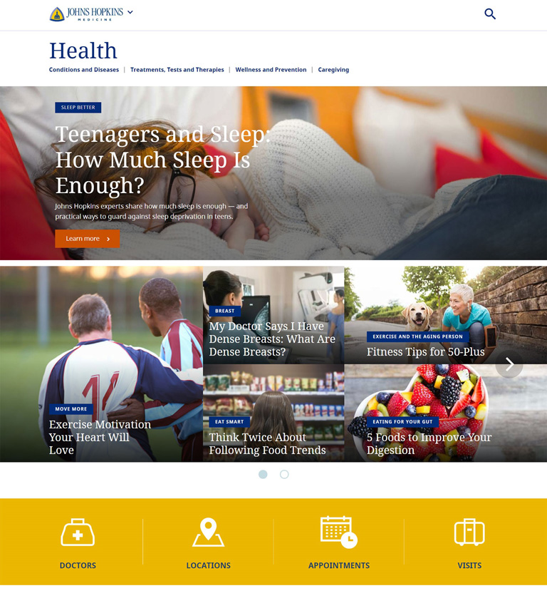 JohnHopkinsHealth_ElectronicA website screenshot