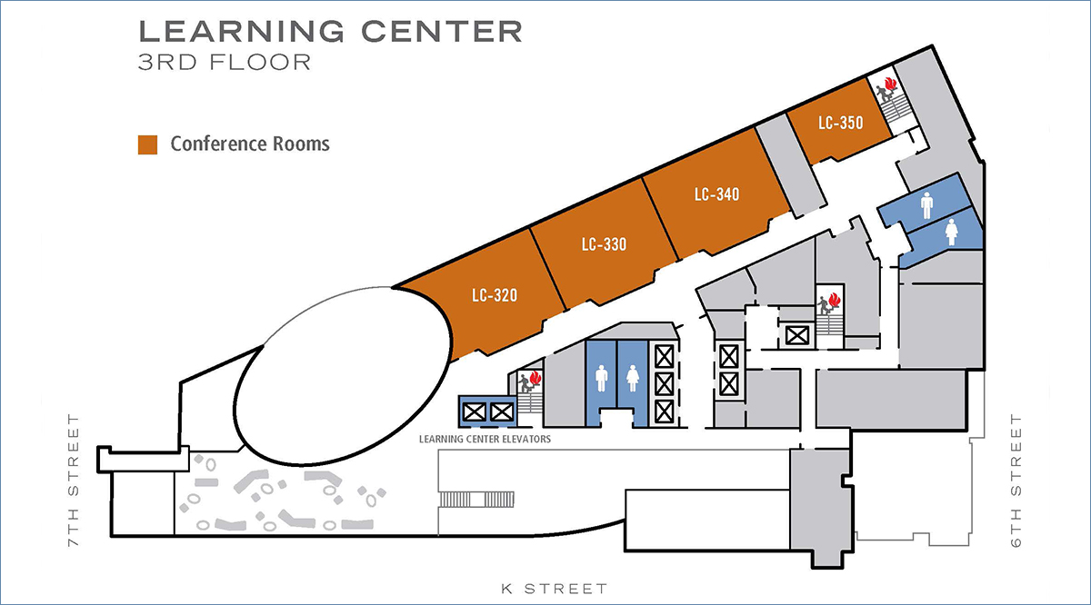 A floor plan of Learning Center's third floor showing location of conference rooms A floor plan of Learning Center's third floor showing location of conference rooms