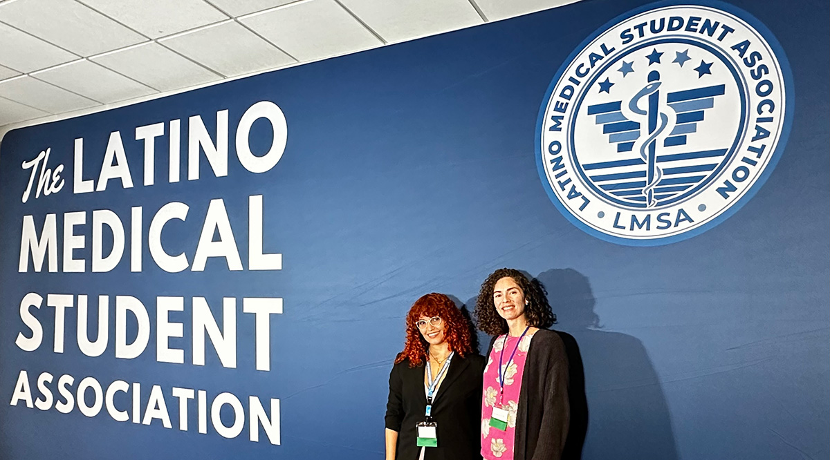 Andrea Vélez Figueroa, MD, left, a graduate of the Universidad Central del Caribe (UCC), poses with Alexandra Conde Toro, right, a fourth-year medical student at UCC.