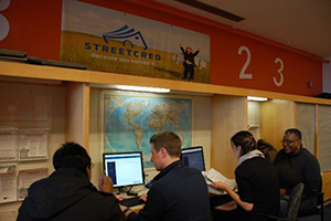 StreetCred team members provide free tax-prep services at Boston Medical Center.