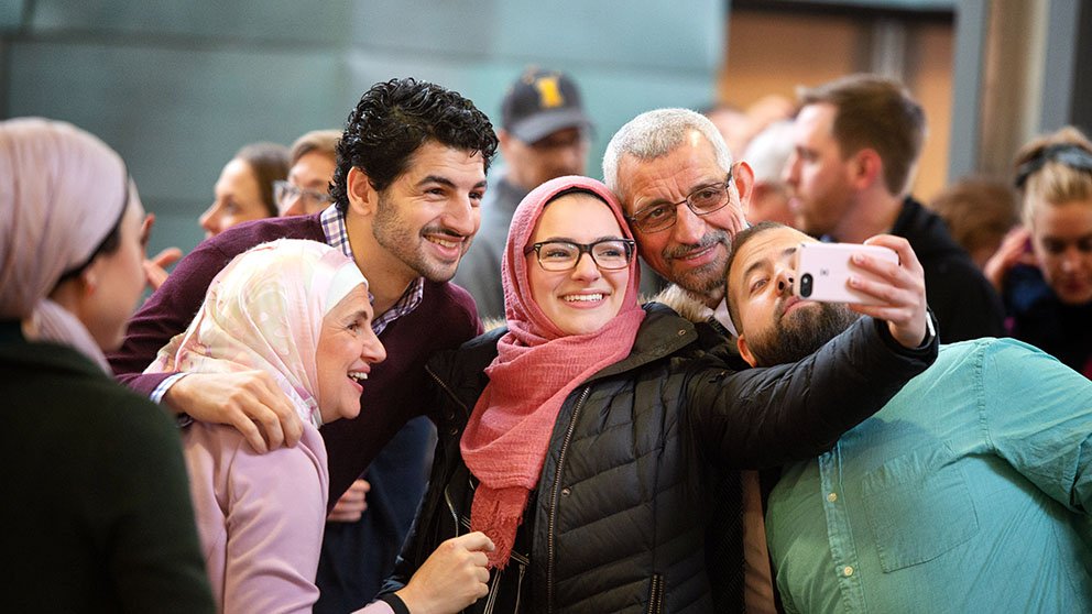 medical students taking a selfie with their family