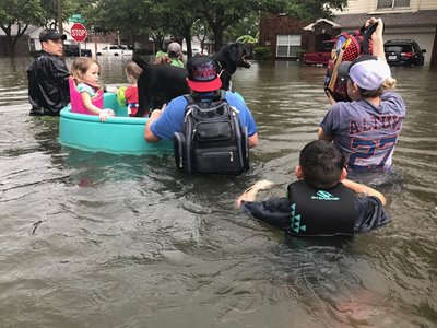 Pediatricians from Baylor College of Medicine helped with rescue efforts after Hurricane Harvey. Credit: Baylor College of Medicine. Pediatricians from Baylor College of Medicine helped with rescue efforts after Hurricane Harvey.