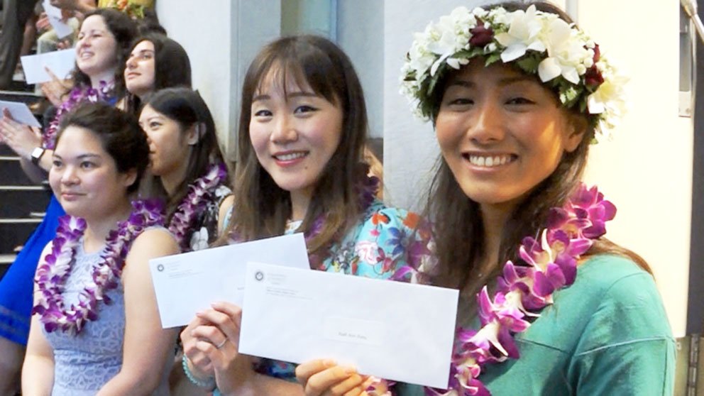 students celebrating at John A. Burns School of Medicine University of Hawaii at Manoa