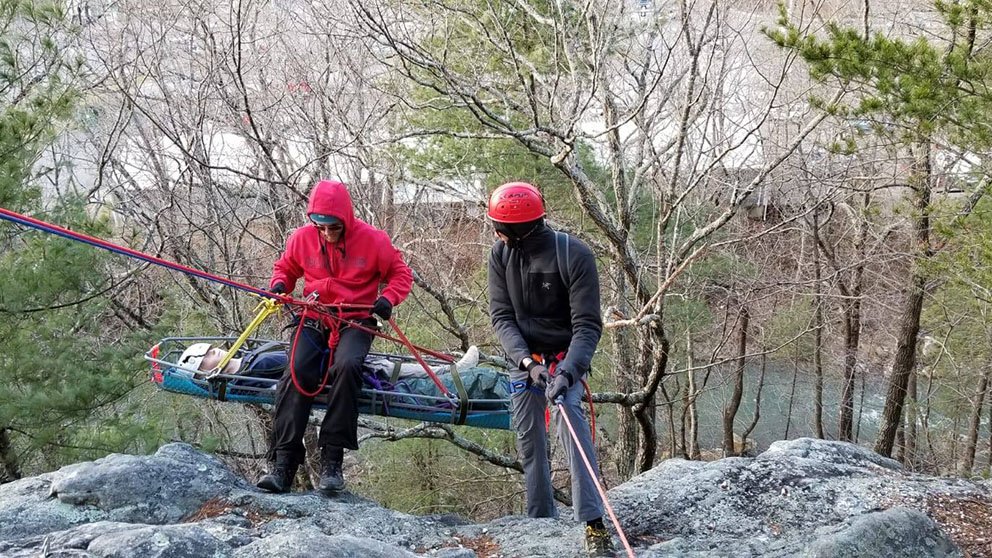 A training exercise during the Wilderness Medical Society’s Winter Conference.