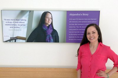 Casco at Dartmouth-Hitchcock Medical Center, her cancer now in remission following her enrollment in a clinical trial. Casco at Dartmouth-Hitchcock Medical Center, her cancer now in remission following her enrollment in a clinical trial.