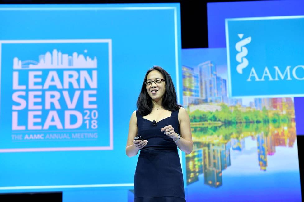 Photo: Richard Greenhouse Angela Duckworth spoke to a crowd of nearly 4,500 leaders in academic medicine on Saturday, November 3, during the Opening Plenary Session of Learn Serve Lead 2018: The AAMC Annual Meeting.