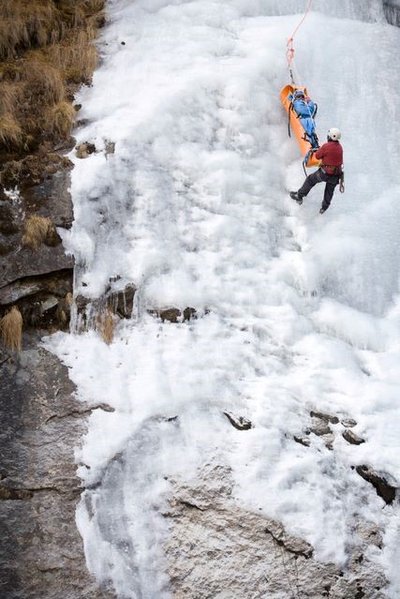 Wilderness medicine doctors perform a rescue near Everest base camp.