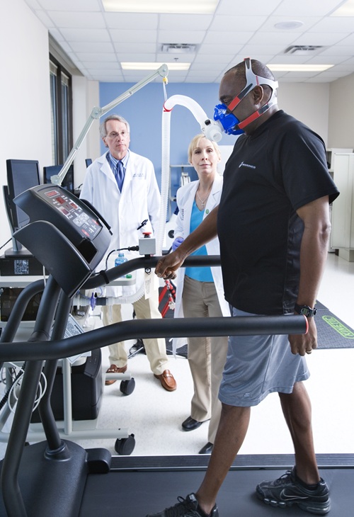 man walking on treadmill for fitness test