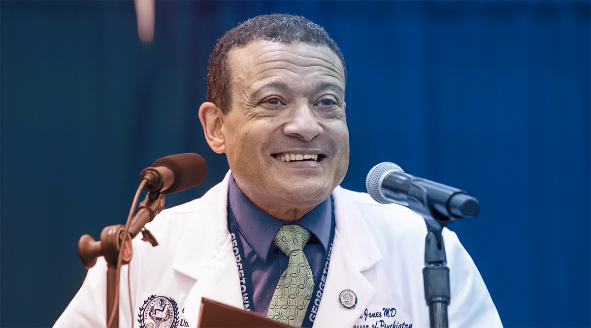 A screenshot of Lee Jones, MD, speaking during the accompanying video for the My Story Matters series.
