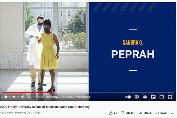 Emory School of Medicine Virtual White Coat Ceremony 2020