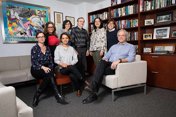Seated, from left: Deirdre Branley, Jeneffer Lee, and Associate Dean Gordon Earle. Standing, from left: Marie Kurtz, Lorene Tapellini, Larry Katzenstein, Tatyana Harris, and Sue Byrne.