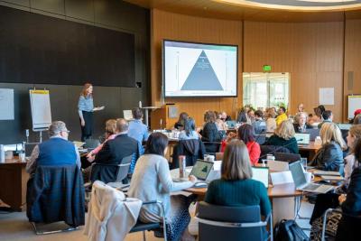 Participants attend a leadership development program.