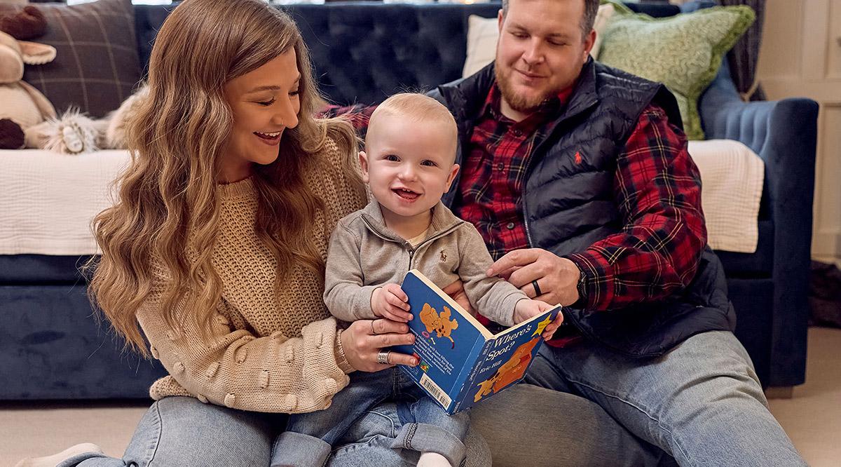Baby KJ, who received the first personalized CRISPR gene editing therapy, with his parents.