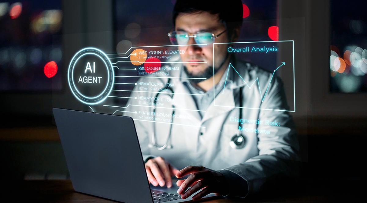 Doctor using ai agent for medical data analysis