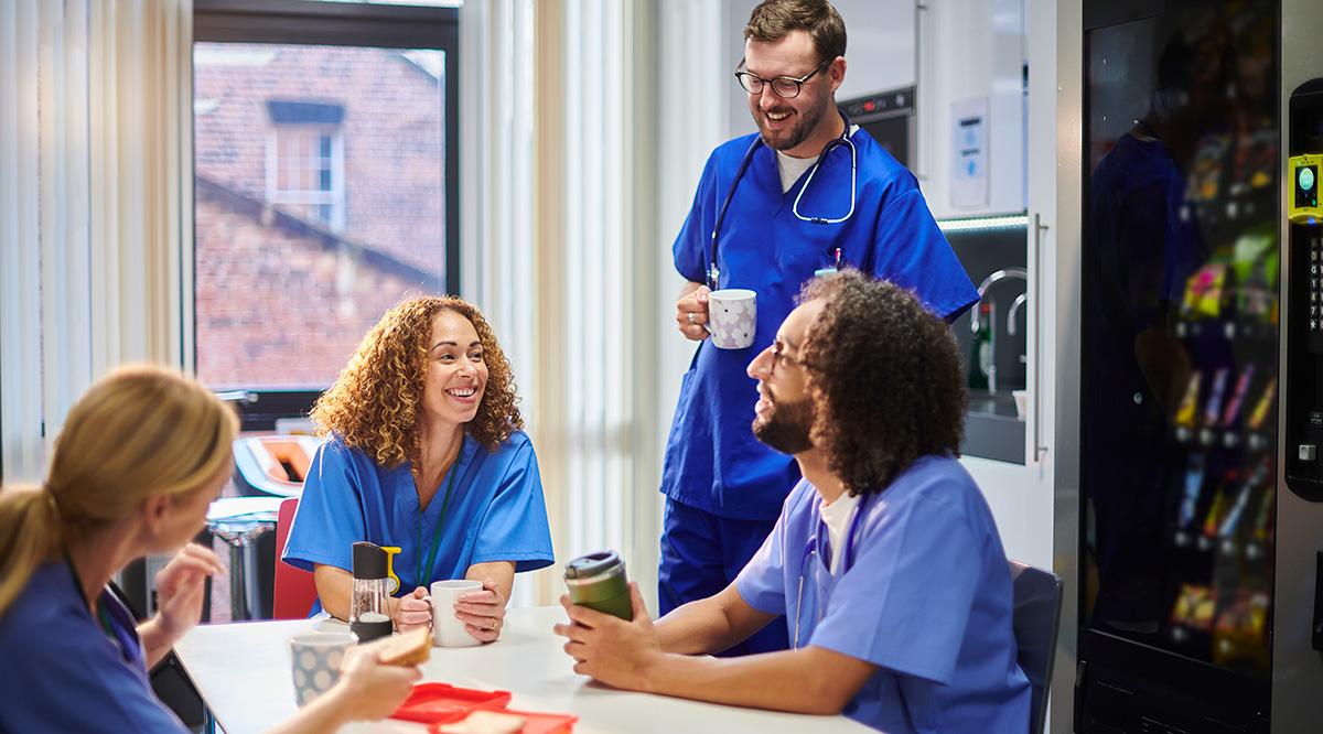 Hospital staff in the break room