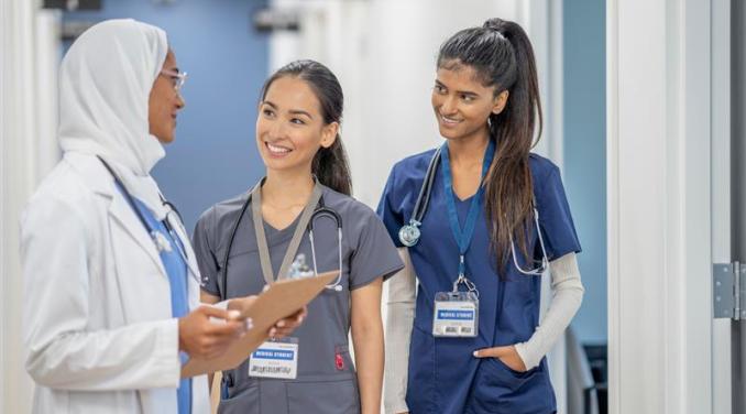 Doctor with medical students