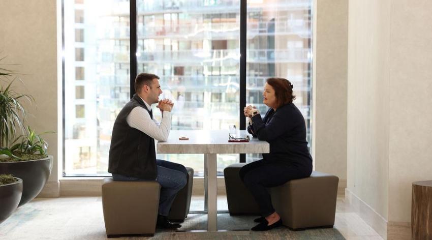 Two people having a discussion.