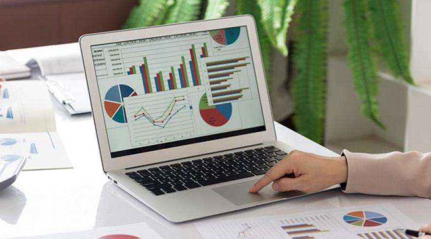 Charts and graphs on a computer 
