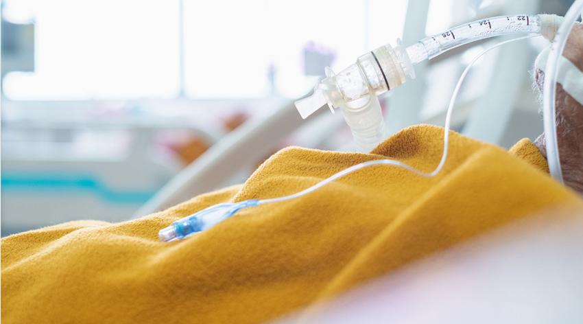 A patient receives oxygen in the hospital