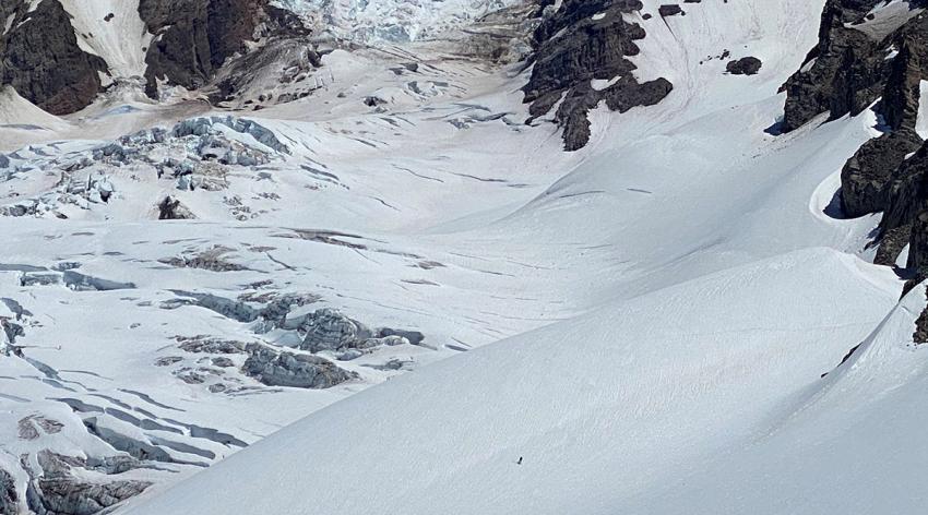 Andrew Luks, MD, (foreground) gets away from it all at Mount Rainier