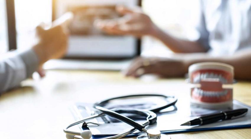 desk with teeth and stethoscope