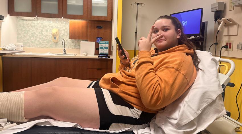 Frankie McGinn, 17, is being treated for a basketball injury.