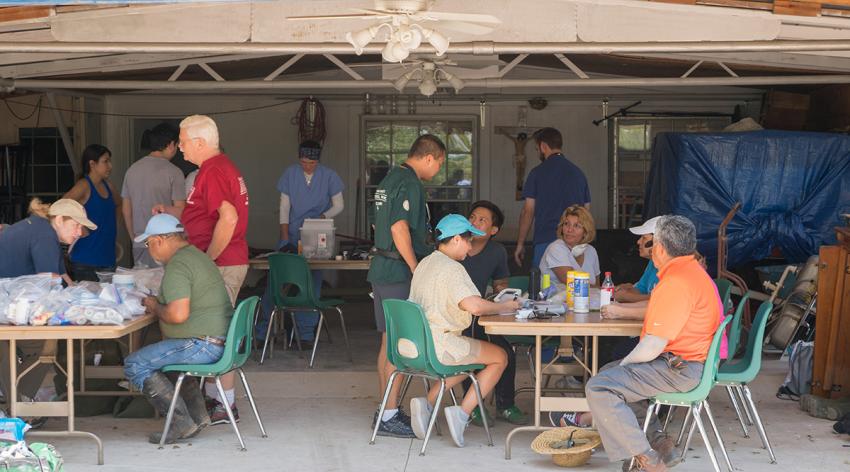 Volunteers and staff from the San José Clinic, a clinic for the underinsured in Houston, Texas, went out into Rosenberg, a low-income community that was flooded during Hurricane Harvey in 2017, to provide medical care and supplies.