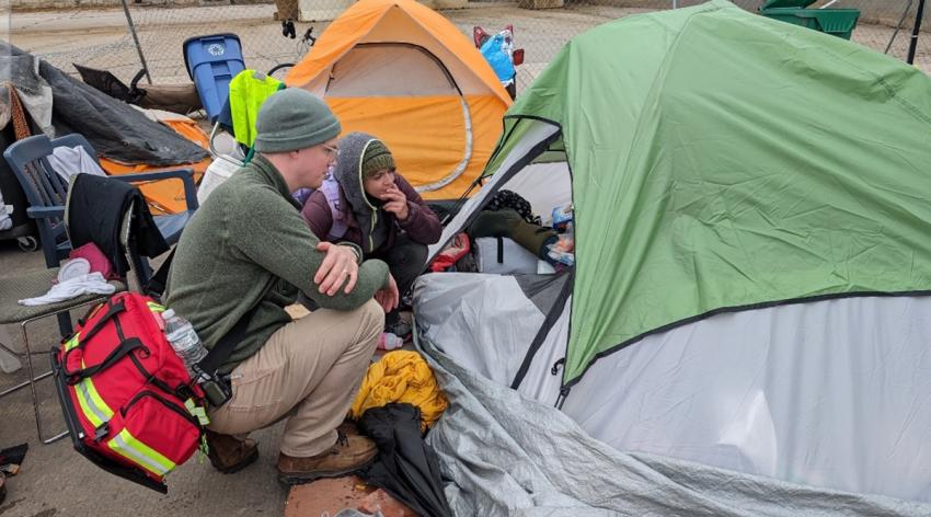 Josh Fernelius, MD, an internal medicine specialist at Saint Louis University School of Medicine, and Margoe Chesler, RN, volunteer with Street Med STL.