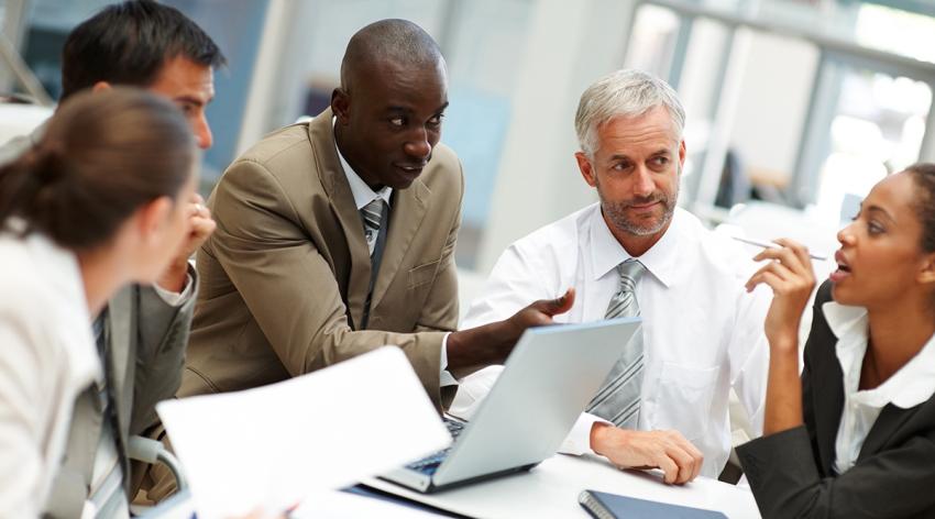 Business colleagues discussing during a meeting