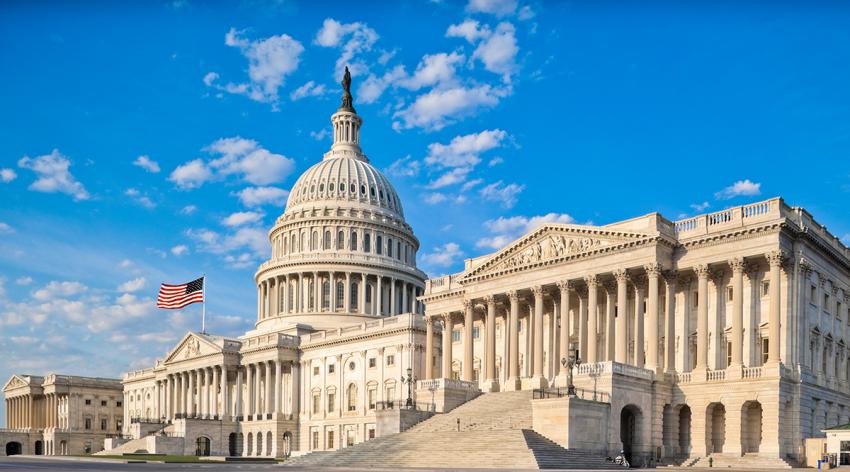 The east side of the US Capitol in the early morning.