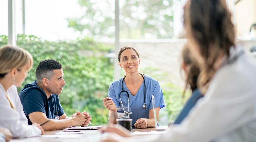 Healthcare workers meeting