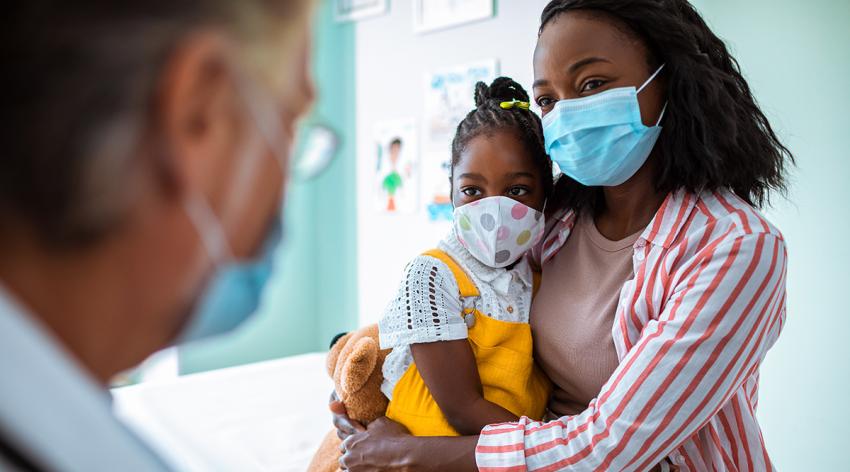 Mother and daughter at the pediatric office