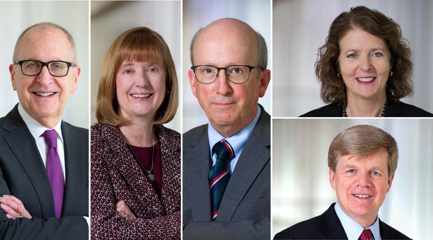 Headshots of David Skorton, Janis Orlowski, Ross McKinney, Alison Whelan, and John Prescott