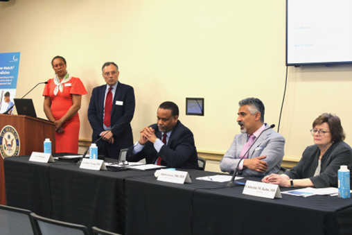 Dr. Grover answers a question from the audience during the congressional briefing.