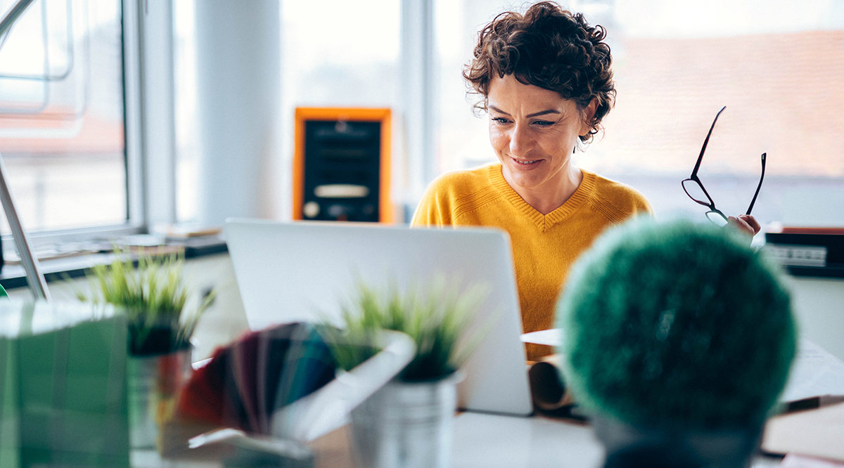 Woman using laptop